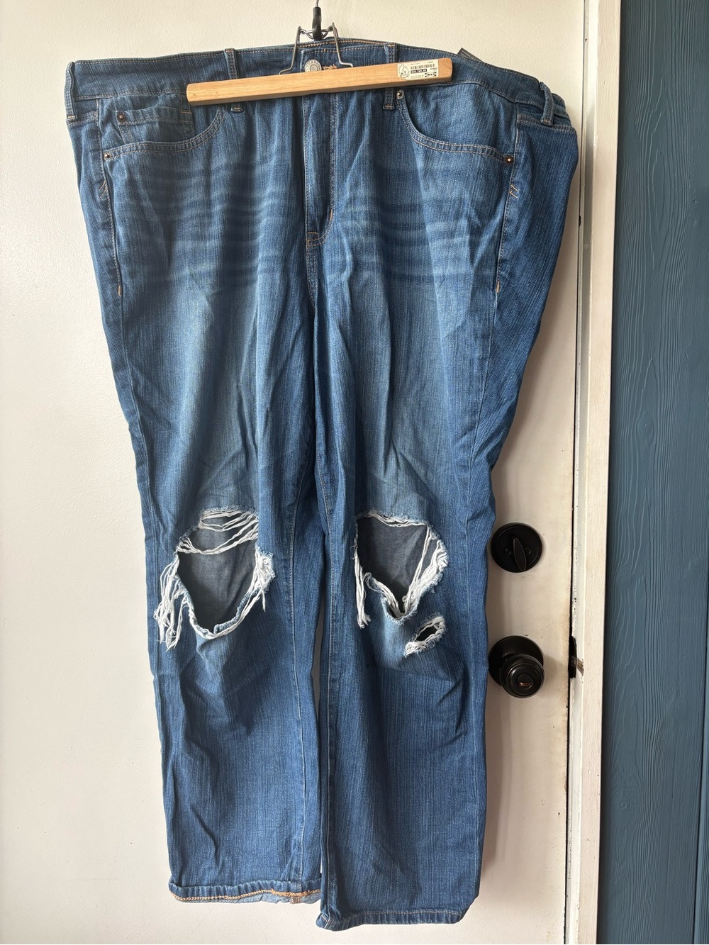 torrid Blue Straight-Leg Distressed Jeans